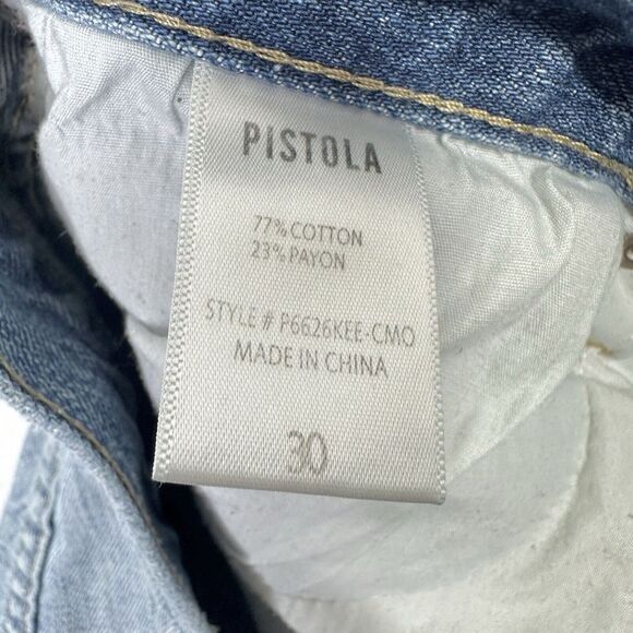 Pistola Jeans Womens 30 Light Fade Distressed Destroyed Worn Straight Stretch - Picture 10 of 11